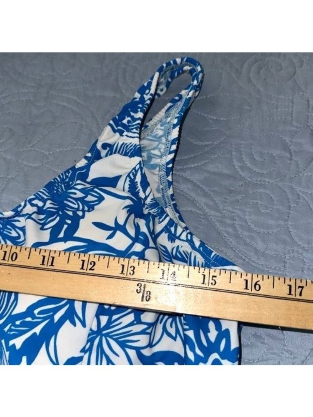 Blue & White Floral Swim Dress  L With Built-In Bikini Bottom - Picture 7 of 7